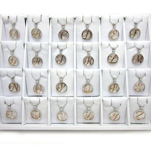 Sterling Silver Mother of Pearl Rosegold Plated Initial Necklace